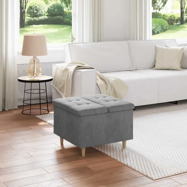 vidaXL Ottoman met Opbergruimte Taupe 60 x 60 x 45 cm Stof