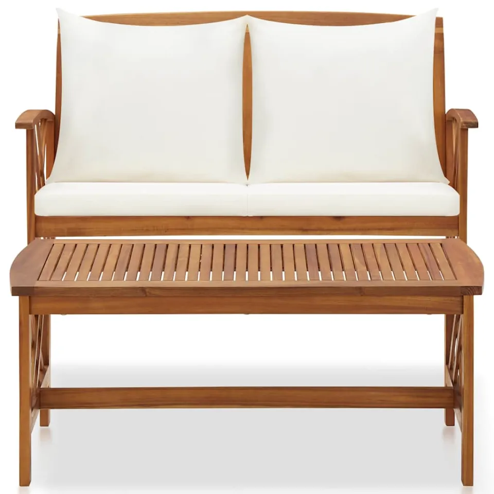 vidaXL 2-delige Loungeset met kussens massief acaciahout wit, foto 3