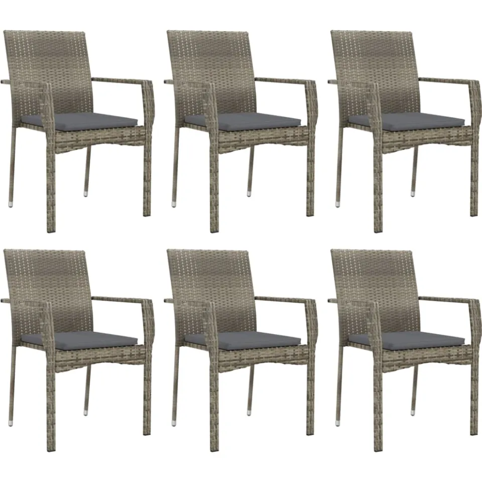 vidaXL 7-delige Tuinset met kussens poly rattan grijs, foto 3