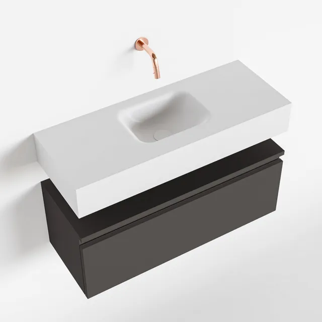Mondiaz ANDOR 80cm toiletmeubel dark grey. LEX 80cm wastafel talc midden geen kraangat