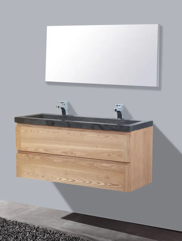 Sanilux Badkamermeubelset Sanilux Wood Stone 120x47x50 cm Massief Eikenhout Massief hout