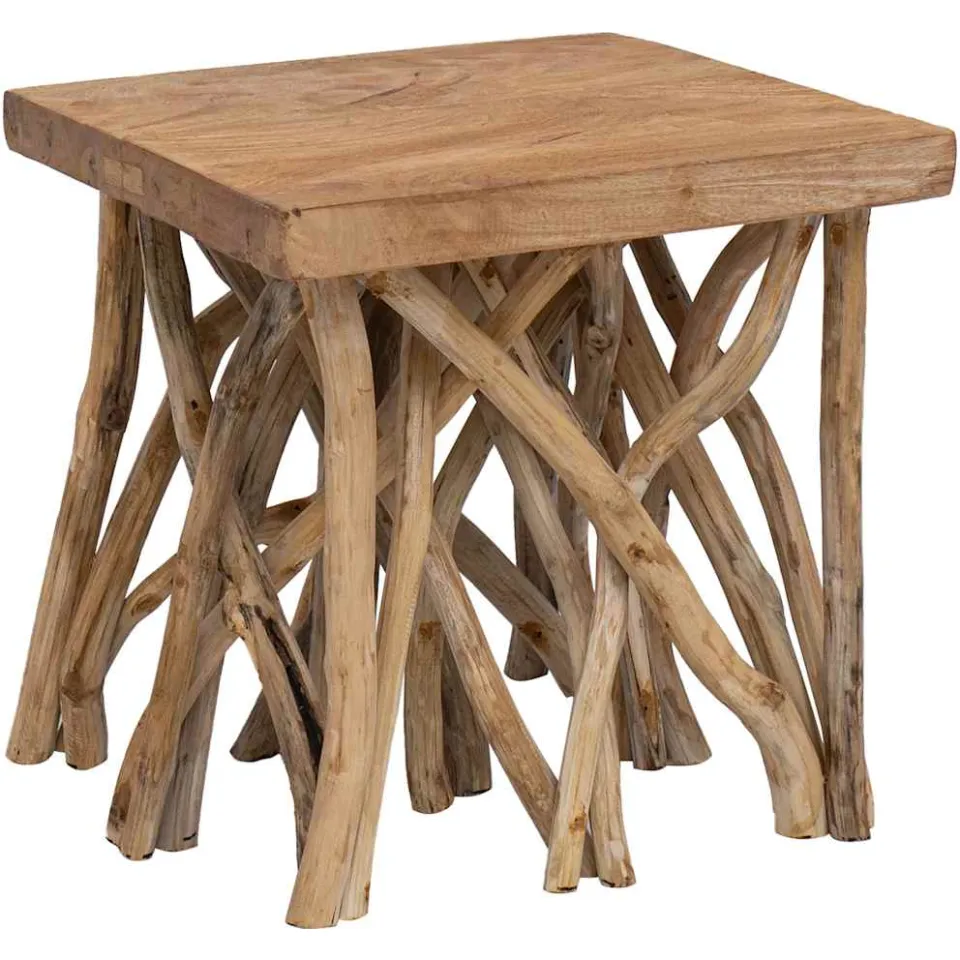 vidaXL Salontafel takken 40x40x40 cm gemengd gerecycled hout bruin, foto 3