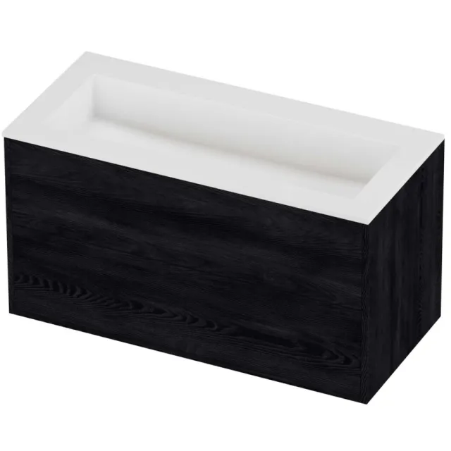 Proline Aristo Badmeubelset Polystone Elegant Zonder Gat 100x46x54 cm Mat White Black Oak Eiken