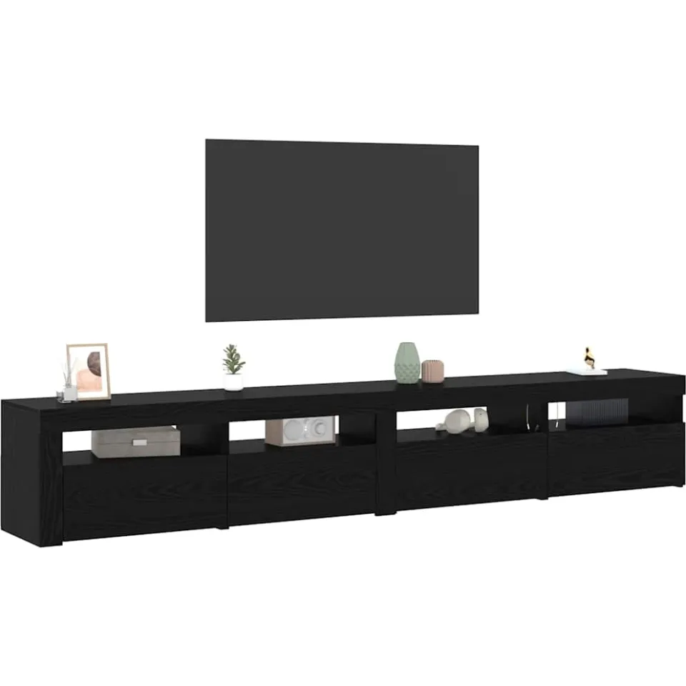 vidaXL Tv-meubelset 3 st Zwart Eiken Bewerkt hout, foto 2