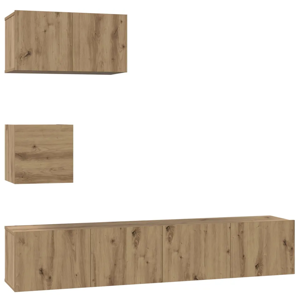 vidaXL Tv-meubelset 3 st Artisan Eiken Bewerkt hout Bruin
