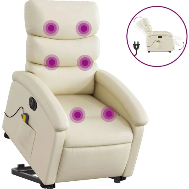 vidaXL Sta-op-massagestoel - elektrisch - kunstleer - crèmekleurig
