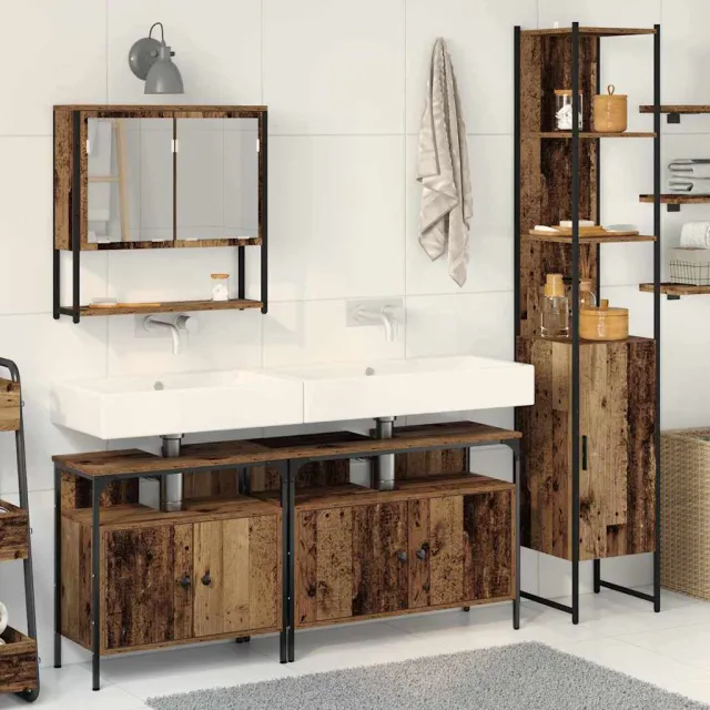 vidaXL Badkamermeubelset 4 st Oud Hout Bewerkt hout Bruin