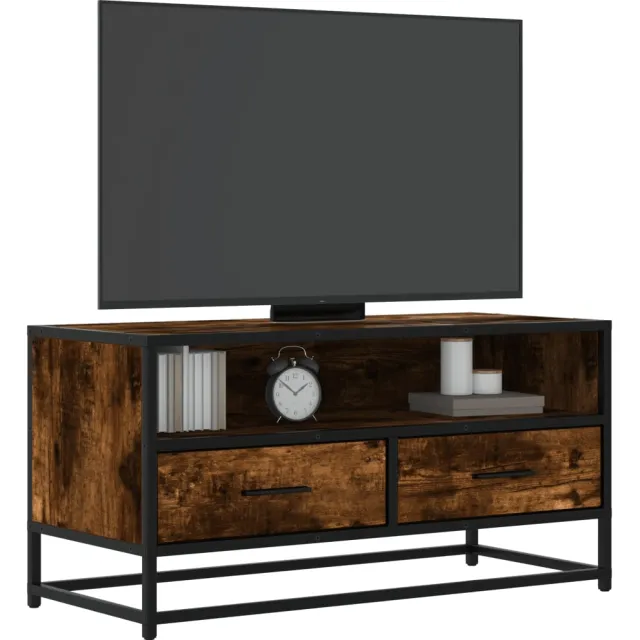 vidaXL Tv-meubel 80x34,5x40cm bewerkt hout metaal gerookt eikenkleurig Bruin