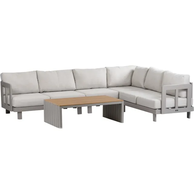 Normin Hoek loungeset Tulum | 5-delig | 6 personen | Beige/Camel | Aluminium Camel, Beige