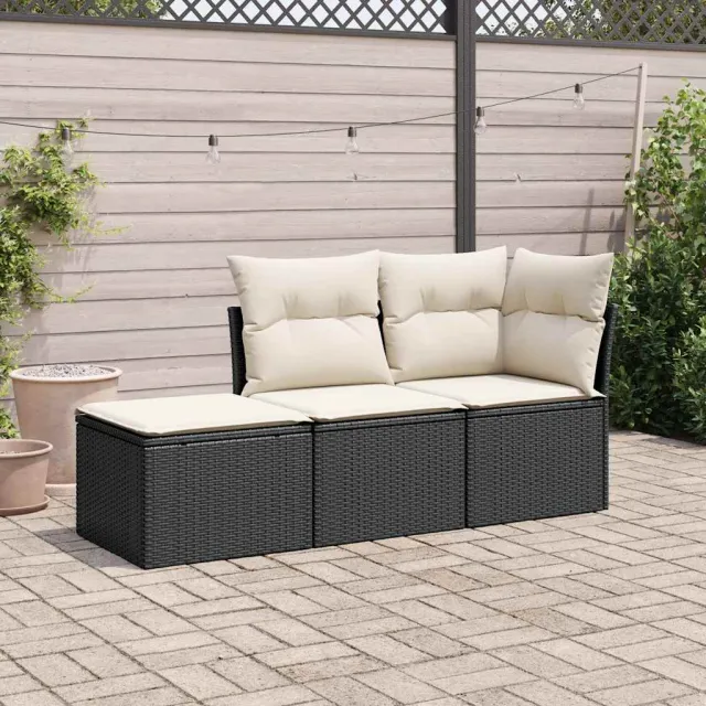 vidaXL 3-delige Loungeset met kussens poly rattan bruin, foto 2