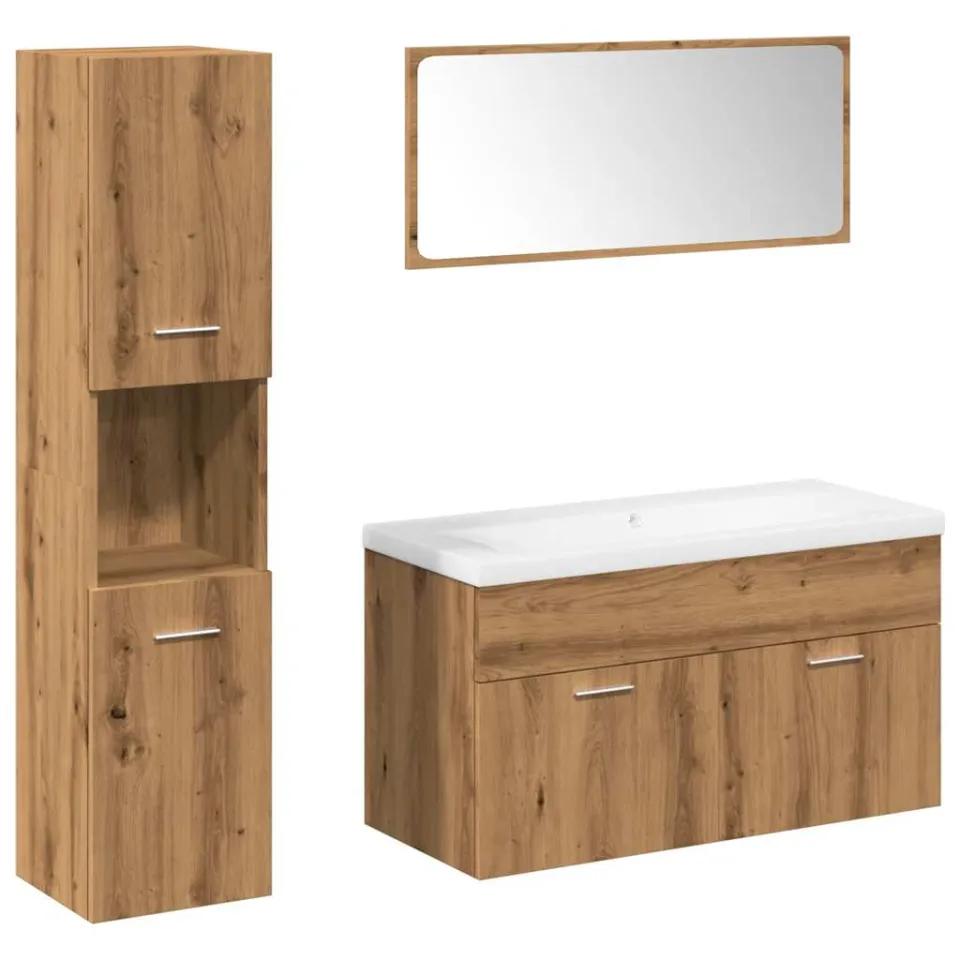 vidaXL 5-delige Badkamermeubelset bewerkt hout artisanaal eikenkleur, foto 3