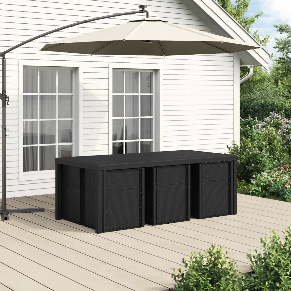vidaXL Tuin eettafelset 7 st Antracietkleurig en taupe PP, foto 3