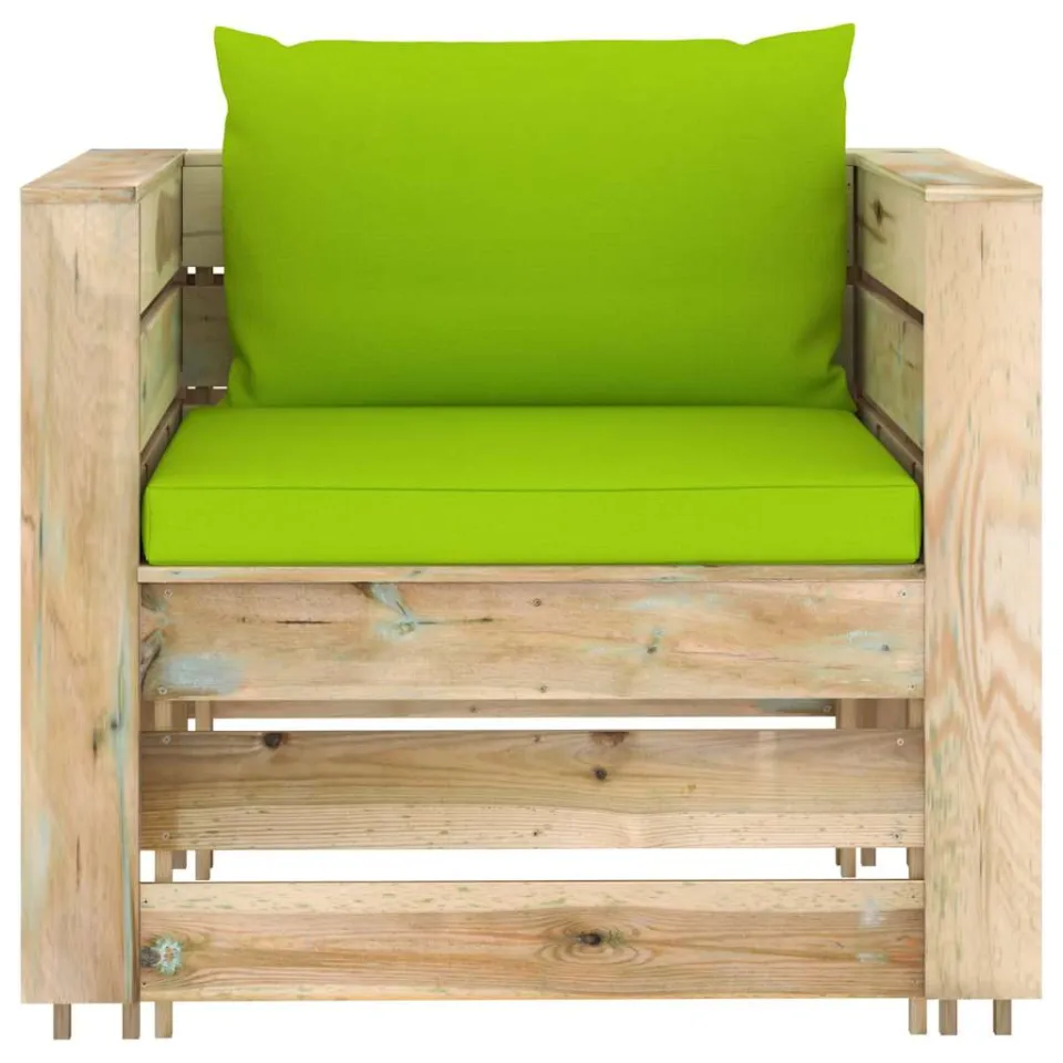 vidaXL 2-delige Loungeset met kussens groen geïmpregneerd hout, foto 3