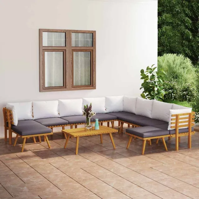 vidaXL 11-delige Loungeset met kussens massief acaciahout bruin, foto 2