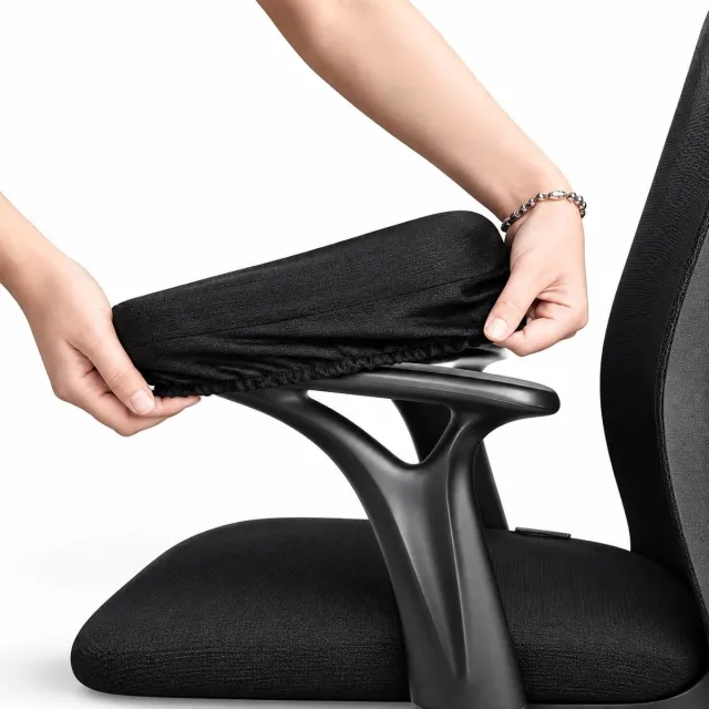 VHV Ergonomische bureaustoel armleuning hoes met traagschuim - 2 Stuks - Comfortabele gamestoel armleuning hoes - Antislip elleboog steun kussen - Armsteun cover - Rekbare beschermhoes - Kantoorstoel accessoires Zwart