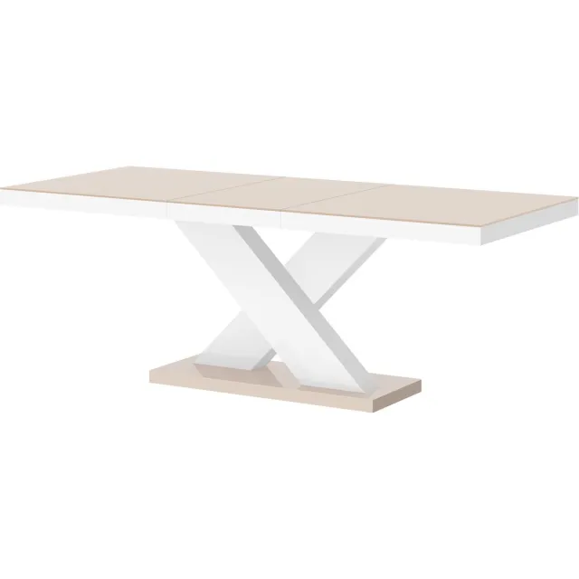 Hubertus Meble Uitschuifbare Eettafel Xenon 160 cm tot 210 cm - Hoogglans cappuccino met wit Wit,Hoogglans wit,Cappuccino,Hoogglans cappuccino