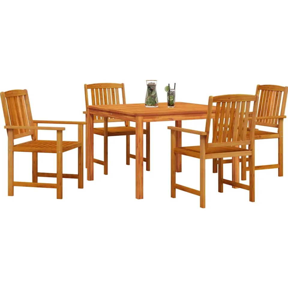 vidaXL Tuin eettafelset 5 st Bruin Massief Acaciahout