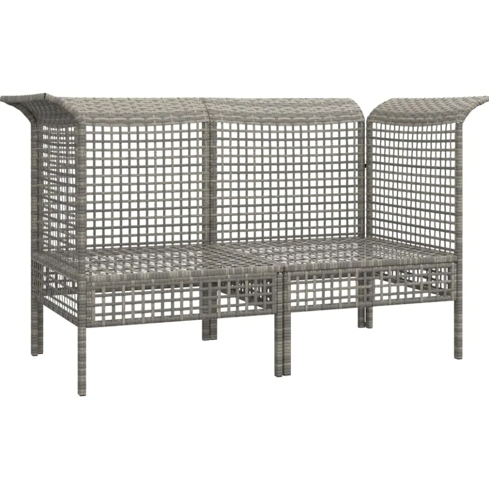vidaXL Tuinhoekbanken met kussens 2 st poly rattan grijs, foto 4