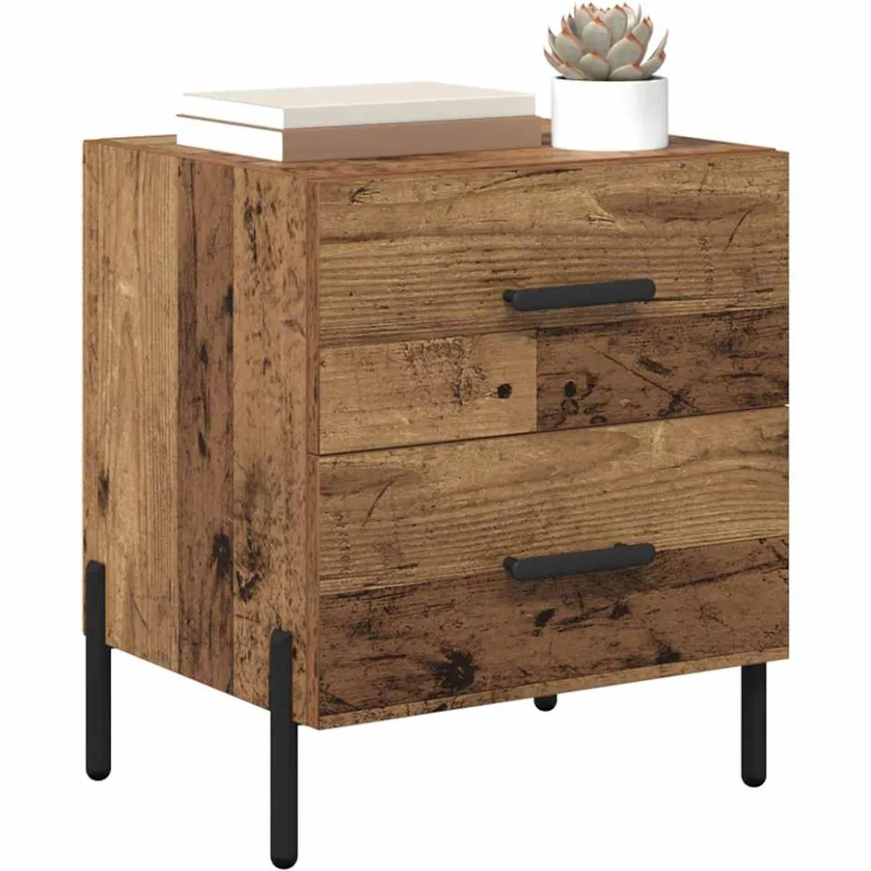 vidaXL Nachtkastje Oudhout 40 x 35 x 47,5 cm Bewerkt hout Bruin