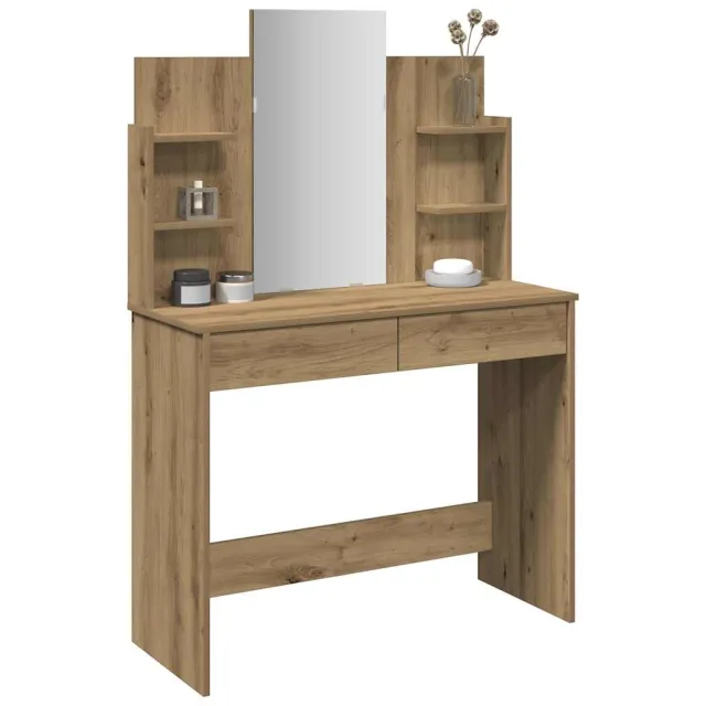 vidaXL Kaptafel met spiegel 96x39x142 cm artisanaal eikenkleur Bruin