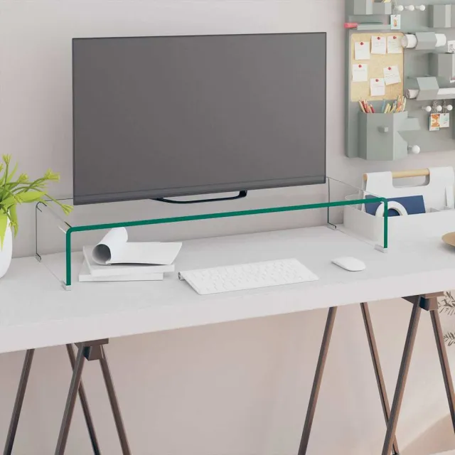vidaXL Tv-meubel/monitorverhoger transparant 80x30x13 cm glas transparent, foto 2
