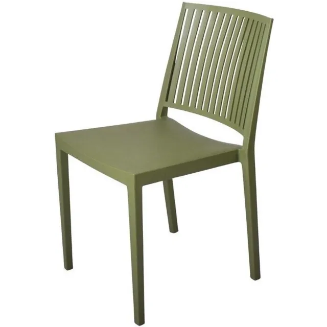 Mebu Baltimore Stapelbare Polypropyleen Stoelen Olijfgroen (4 Stuks) - Gastronoble FW578 - Horeca & Professioneel