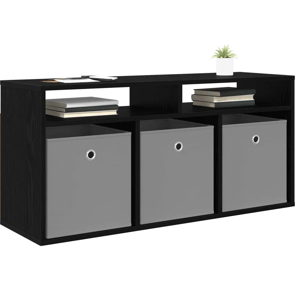 vidaXL Laagkast met lade Zwart Eiken 102 x 32 x 48,5 cm