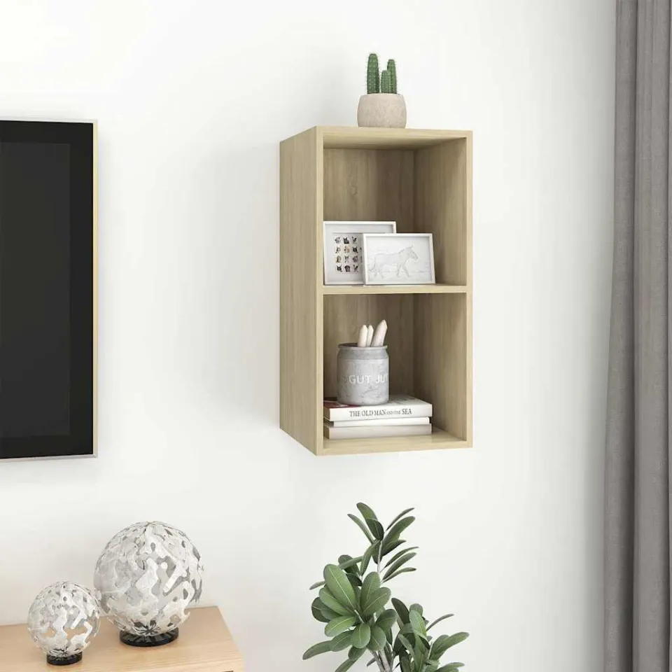 vidaXL Tv-wandmeubel 37x37x72 cm bewerkt hout sonoma eikenkleurig, foto 4