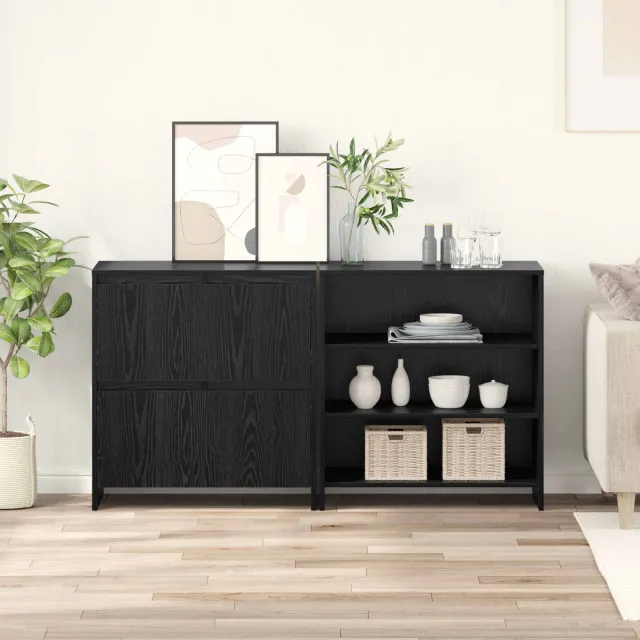 vidaXL Dressoir 2 st Zwart Eiken 70 x 41 x 75 cm Bewerkt hout, foto 2