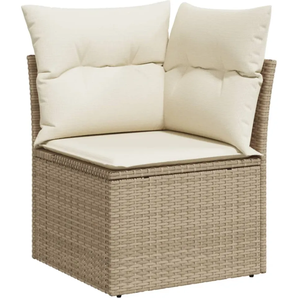 vidaXL 4-delige Loungeset met kussens poly rattan beige, foto 4