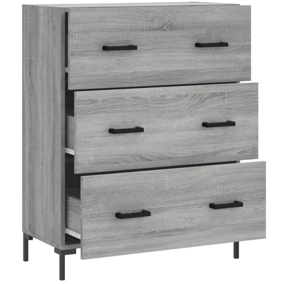 vidaXL Dressoir 69,5x34x90 cm bewerkt hout grijs sonoma eikenkleurig, foto 4