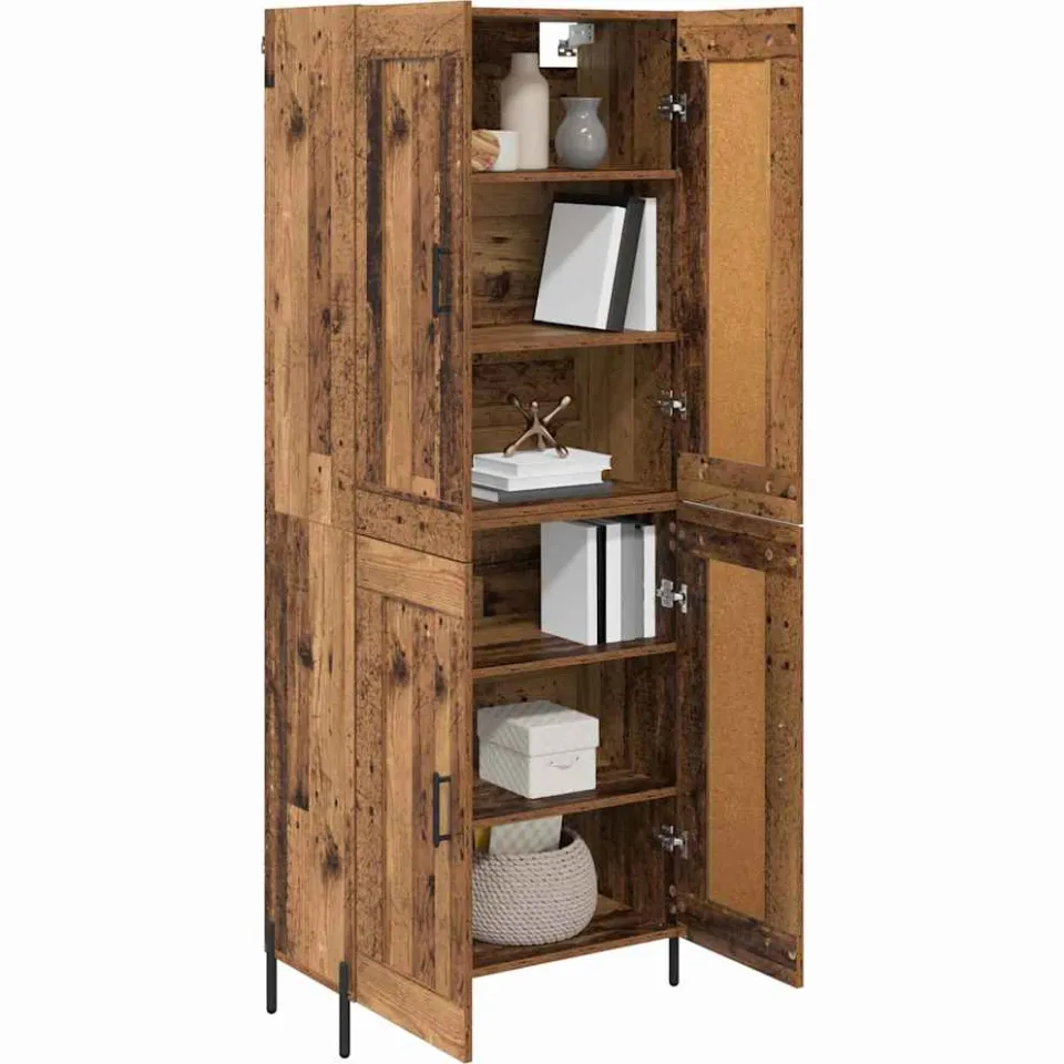 vidaXL Hoge kast 2 st Oud Hout 69,5 x 34 x 180 cm Bewerkt hout Bruin
