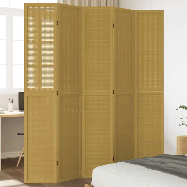 vidaXL Kamerscherm met 5 panelen massief paulowniahout bruin, foto 2