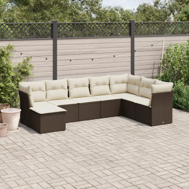 vidaXL 8-delige Loungeset met kussens poly rattan bruin, foto 2