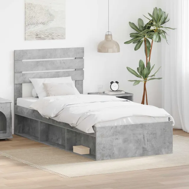 vidaXL Bedframe Concerte Grijs 75 x 190 cm Massief grenenhout