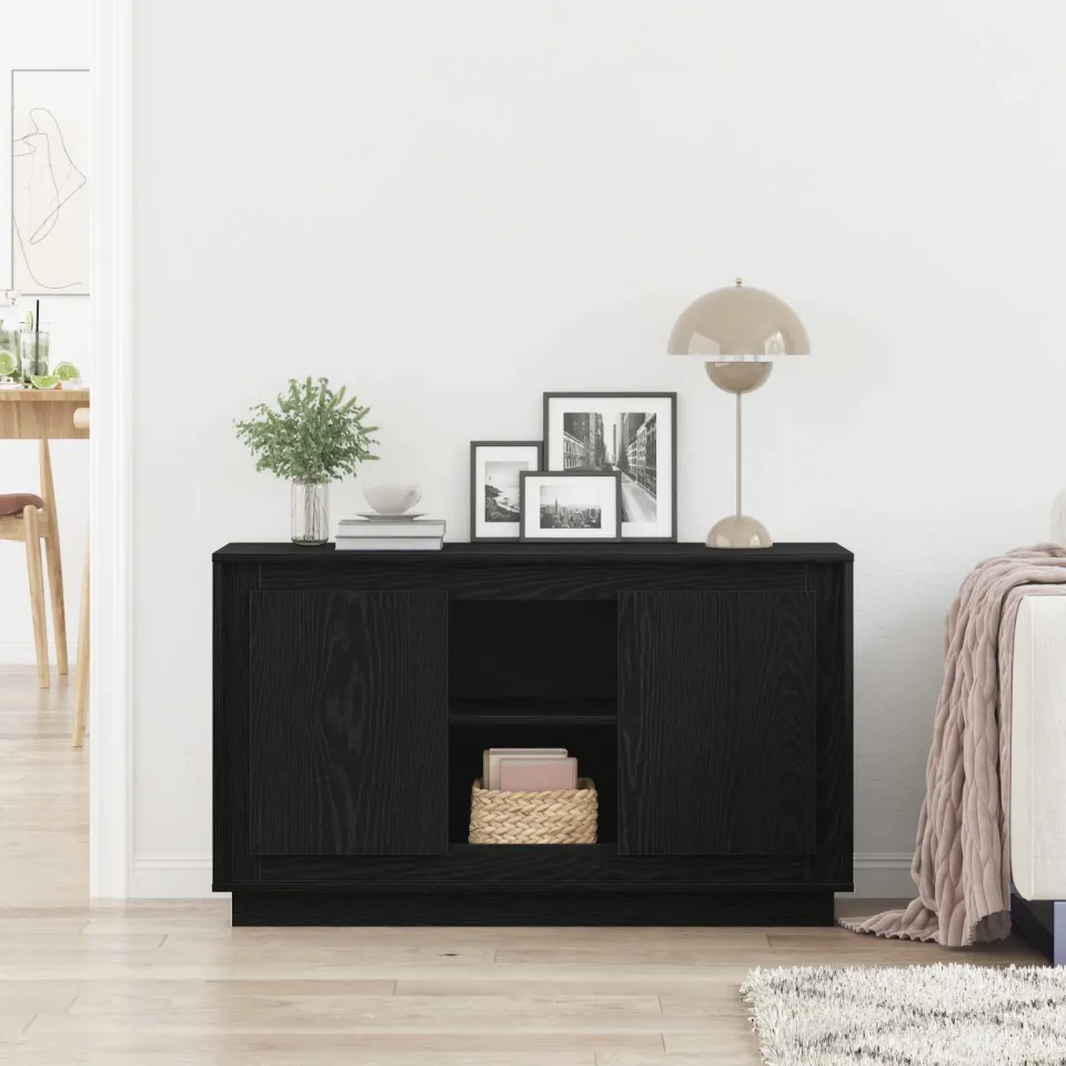vidaXL Dressoir Zwart Eiken 102 x 35 x 60 cm Bewerkt hout, foto 4