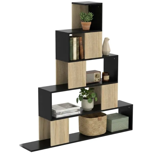 ECTEATOY Boekenkast met 5 niveaus - opbergkast voor woonkamer - kantoor of slaapkamer - zwart - 120x131,5 cm