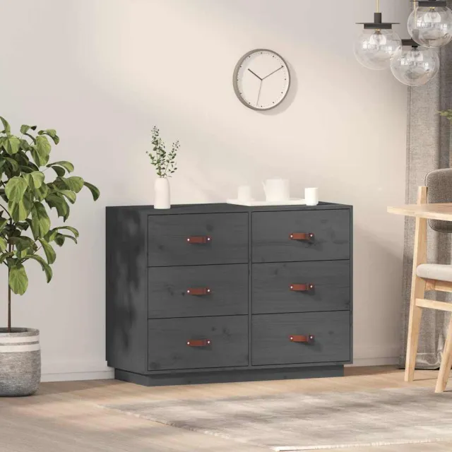 vidaXL Dressoir 100x40x75 cm massief grenenhout grijs, foto 2
