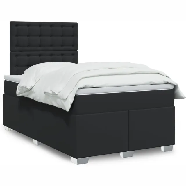 vidaXL Boxspring met matras kunstleer zwart 120x190 cm