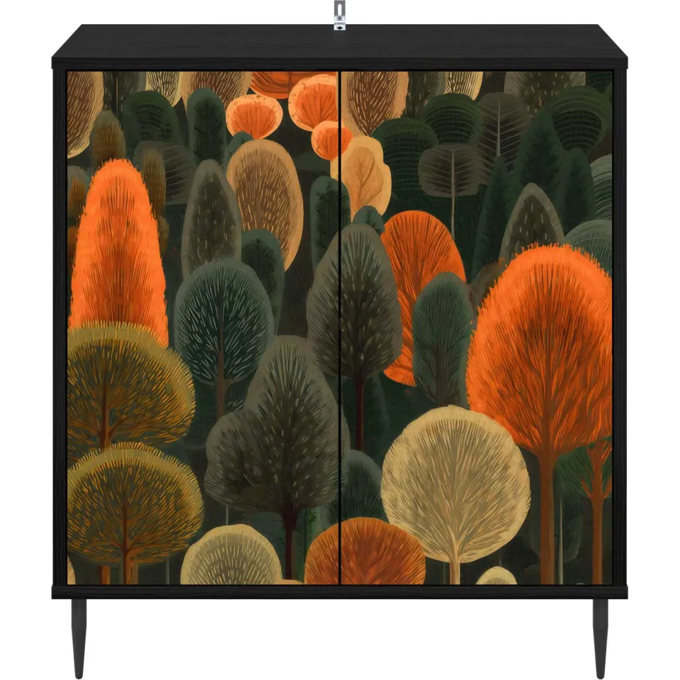 vidaXL Dressoir ZAANDAM Zwart eiken 69 x 33 x 76 cm Bewerkt hout, foto 4