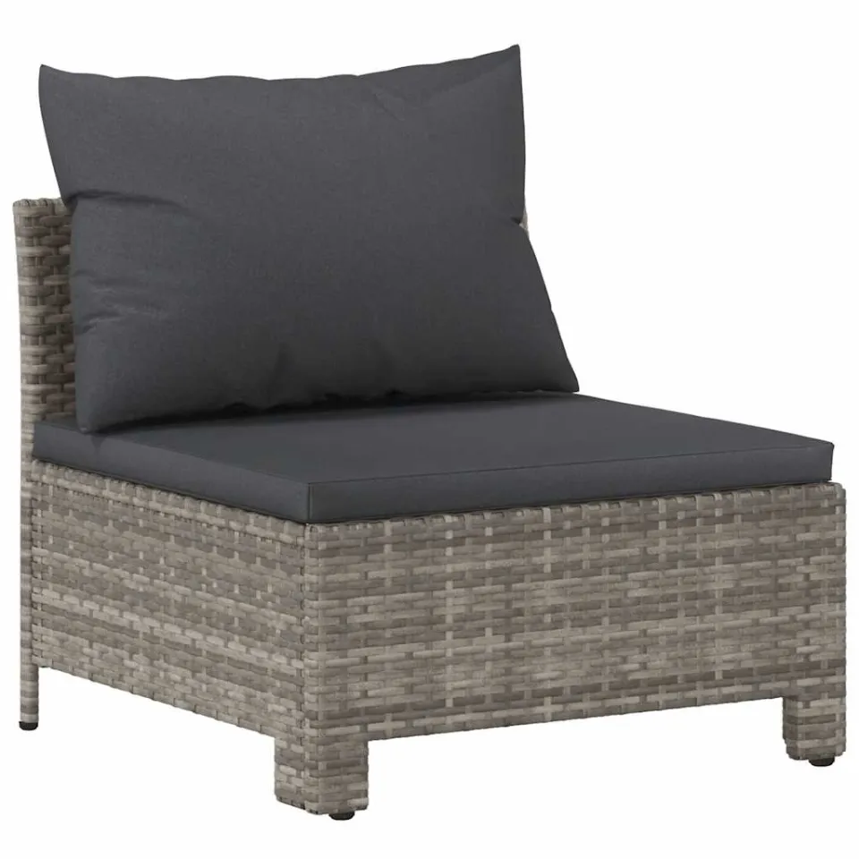 vidaXL 5-delige Loungeset met kussens poly rattan grijs, foto 4