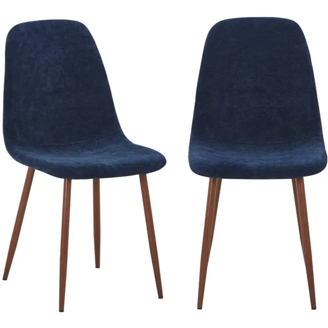 sweeek Set van 2 stoelen met walnootkleurig houtdecor en stof - vera