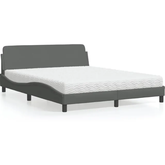 vidaXL Bed met matras "Dover" stof donkergrijs 160x200 cm