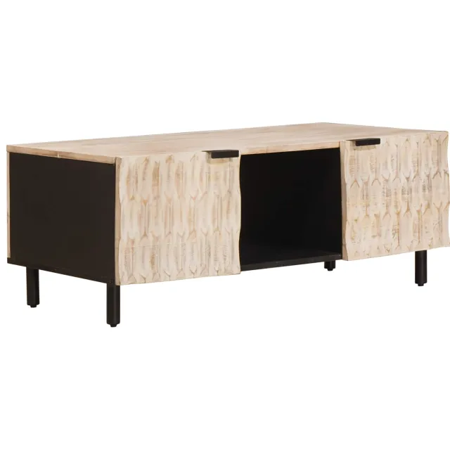 vidaXL Salontafel Wit 100 x 54 x 40 cm Massief Mango Hout