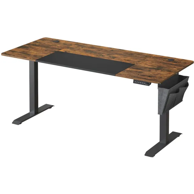 MAZAZU Elektrisch Verstelbaar Bureau - 4 Geheugenstanden - Vintage Bruin/Zwart - Zit-Sta 160x70 cm