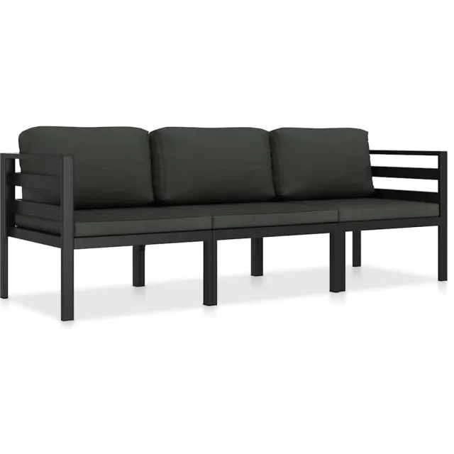 vidaXL 3-delige Loungeset met kussens aluminium antraciet Anthraciet