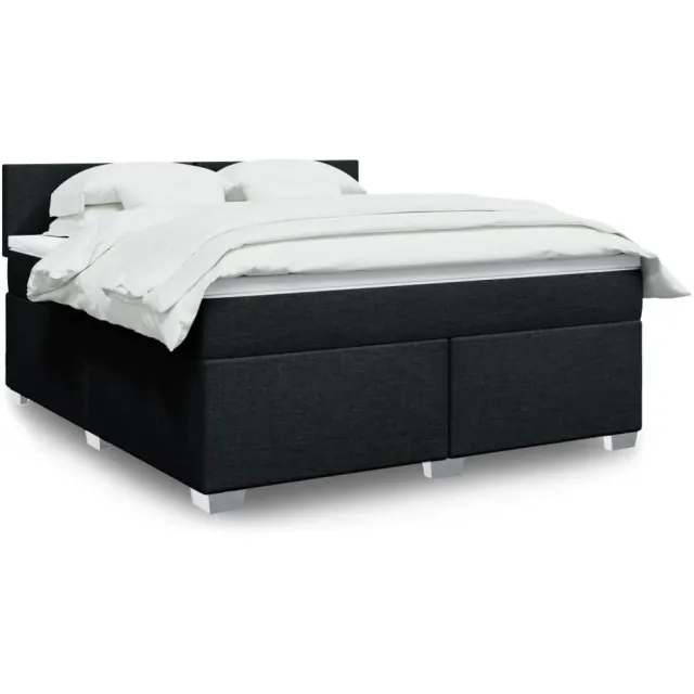 vidaXL Boxspring met matras stof zwart 180x200 cm