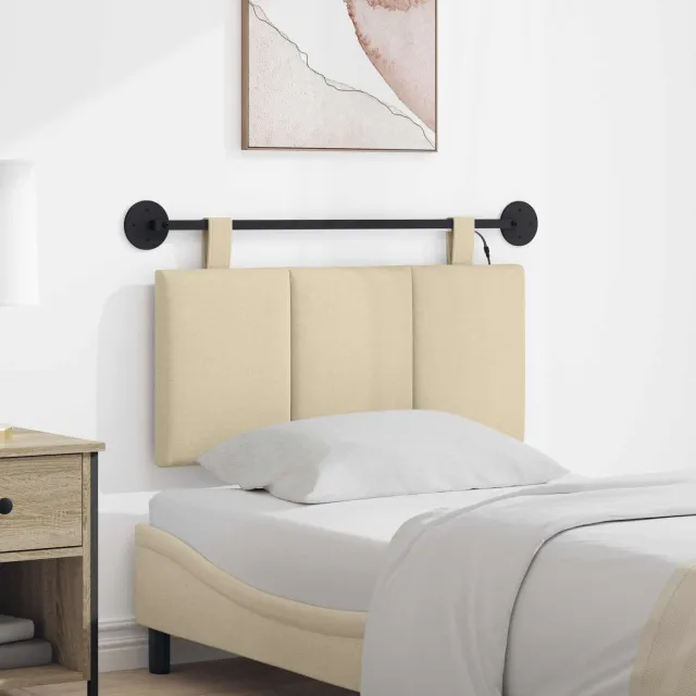 vidaXL Hangend hoofdbord Crèmekleurig Fluweel