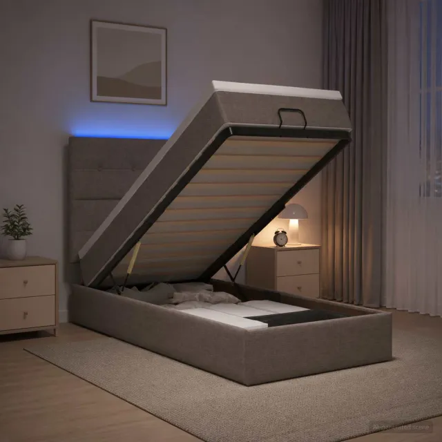 vidaXL Ottoman Bed met Matrassen en LED Taupe 80 x 200 cm Stof
