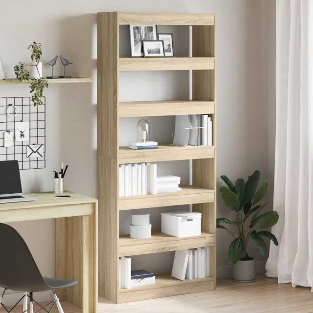 vidaXL Boekenkast 6-laags 80 x 30 x 198 cm Bewerkt hout Sonoma Eiken Bruin